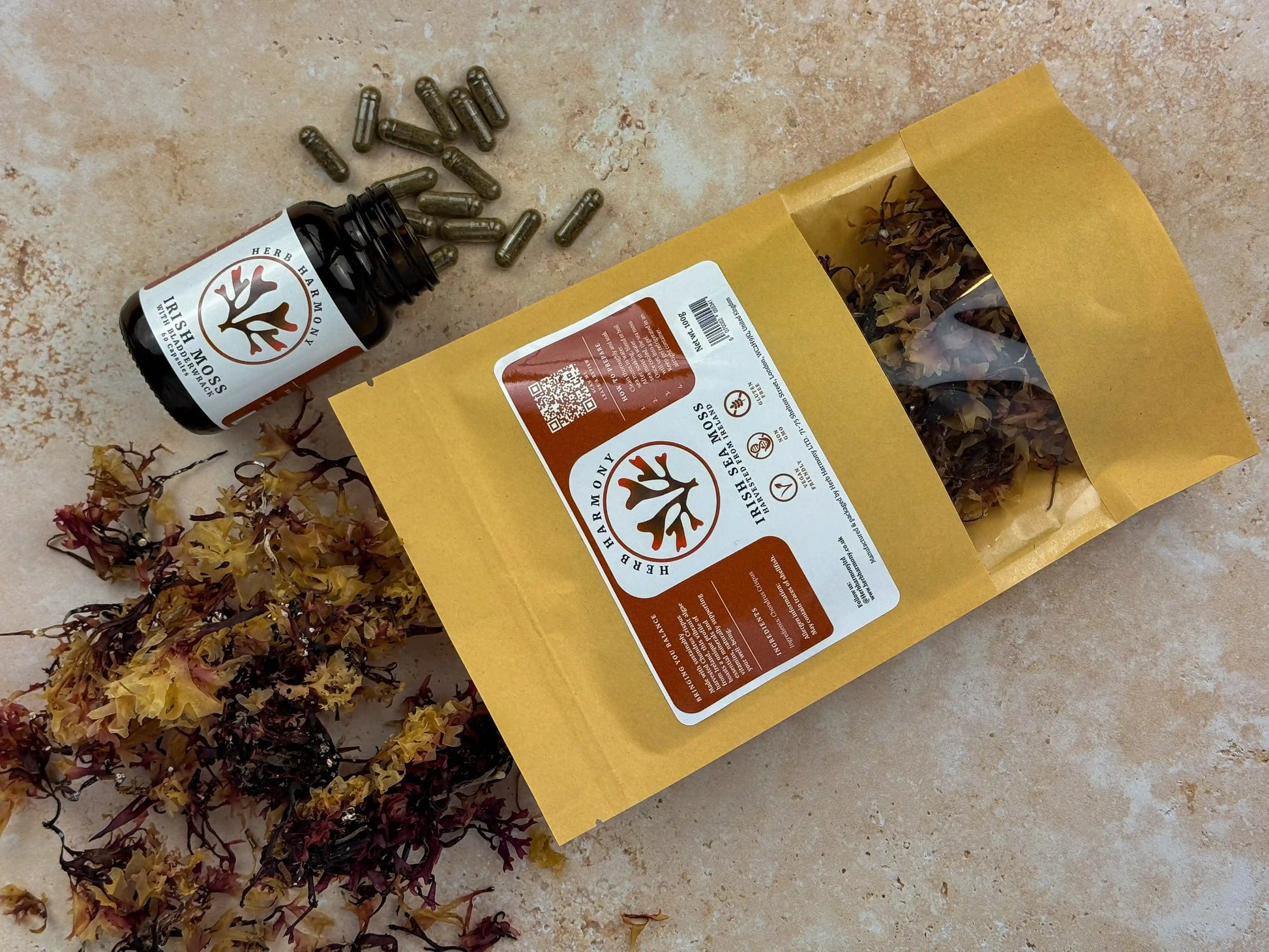 Irish Sea Moss Capsules Dried Irish Sea Moss Chondrus Crispus, Fucus Vesiculosus