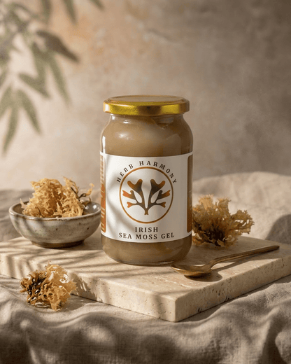 Wildcrafted Chondrus Crispus Irish Sea Moss Gel in glass jar - Herb Harmony
